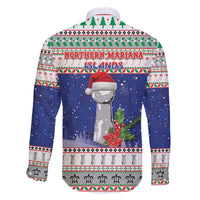 Northern Mariana Islands Christmas Family Matching Off The Shoulder Long Sleeve Dress and Hawaiian Shirt Poinsettia Filis Pasgua LT05 - Polynesian Pride