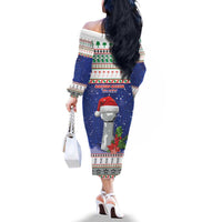 Northern Mariana Islands Christmas Family Matching Off The Shoulder Long Sleeve Dress and Hawaiian Shirt Poinsettia Filis Pasgua LT05 - Polynesian Pride
