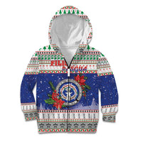 Northern Mariana Islands Christmas Kid Hoodie Poinsettia Filis Pasgua LT05 Zip Hoodie Blue - Polynesian Pride