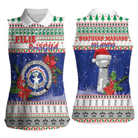 Northern Mariana Islands Christmas Women Sleeveless Polo Shirt Poinsettia Filis Pasgua LT05 - Polynesian Pride