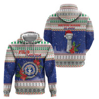 Northern Mariana Islands Christmas Zip Hoodie Poinsettia Filis Pasgua LT05 - Polynesian Pride