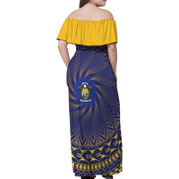 Nauru Angam Day Family Matching Off Shoulder Maxi Dress and Hawaiian Shirt Polynesian Tribal Pattern Unique Style LT05 - Polynesian Pride