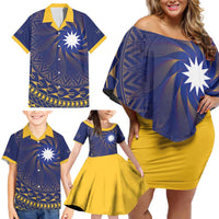 Nauru Angam Day Family Matching Off Shoulder Short Dress and Hawaiian Shirt Polynesian Tribal Pattern Unique Style LT05 - Polynesian Pride