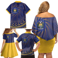 Nauru Angam Day Family Matching Off Shoulder Short Dress and Hawaiian Shirt Polynesian Tribal Pattern Unique Style LT05 - Polynesian Pride