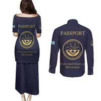 Personalised Federated States Of Micronesia Couples Matching Puletasi and Long Sleeve Button Shirt FSM Passport LT05 - Polynesian Pride