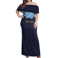 Personalised Federated States Of Micronesia Off Shoulder Maxi Dress FSM Passport LT05 Women Navy - Polynesian Pride