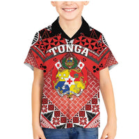 Personalised Tonga Constitution Day Family Matching Mermaid Dress and Hawaiian Shirt 150 Years Jubilee LT05 Son's Shirt Red - Polynesian Pride
