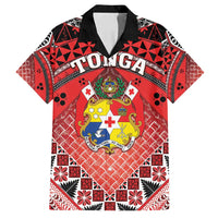 Personalised Tonga Constitution Day Family Matching Off Shoulder Maxi Dress and Hawaiian Shirt 150 Years Jubilee LT05 Dad's Shirt - Short Sleeve Red - Polynesian Pride