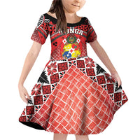 Personalised Tonga Constitution Day Family Matching Off Shoulder Short Dress and Hawaiian Shirt 150 Years Jubilee LT05 Daughter's Dress Red - Polynesian Pride