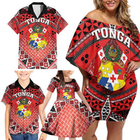 Personalised Tonga Constitution Day Family Matching Off Shoulder Short Dress and Hawaiian Shirt 150 Years Jubilee LT05 - Polynesian Pride