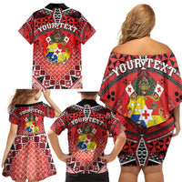 Personalised Tonga Constitution Day Family Matching Off Shoulder Short Dress and Hawaiian Shirt 150 Years Jubilee LT05 - Polynesian Pride