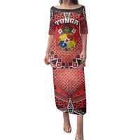 Personalised Tonga Constitution Day Family Matching Puletasi and Hawaiian Shirt 150 Years Jubilee LT05 Mom's Dress Red - Polynesian Pride