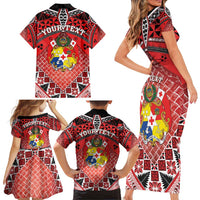 Personalised Tonga Constitution Day Family Matching Short Sleeve Bodycon Dress and Hawaiian Shirt 150 Years Jubilee LT05 - Polynesian Pride