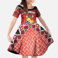 Personalised Tonga Constitution Day Family Matching Tank Maxi Dress and Hawaiian Shirt 150 Years Jubilee LT05 Daughter's Dress Red - Polynesian Pride