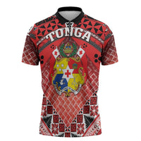 Personalised Tonga Constitution Day Zipper Polo Shirt 150 Years Jubilee - Polynesian Pride