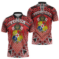 Personalised Tonga Constitution Day Zipper Polo Shirt 150 Years Jubilee - Polynesian Pride