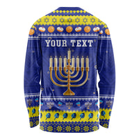 Personalised Polynesia Christmukkah Long Sleeve Shirt Menorah With Polynesian Tribal Pattern LT05 - Polynesian Pride