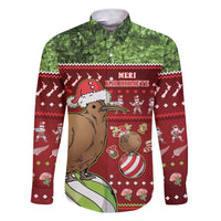 New Zealand Kiwi Christmas Family Matching Short Sleeve Bodycon Dress and Hawaiian Shirt Paua Shell Glitter Green LT05 Dad's Shirt - Long Sleeve Red - Polynesian Pride