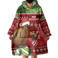 New Zealand Kiwi Christmas Wearable Blanket Hoodie Paua Shell Glitter Green LT05 - Polynesian Pride