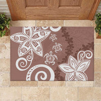 Polynesia Rubber Doormat Brown Tribal Turtle Floral Pattern