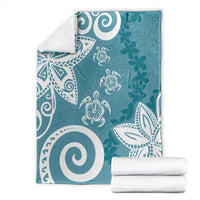 Polynesia Blanket Hippie Blue Tribal Turtle Floral Pattern