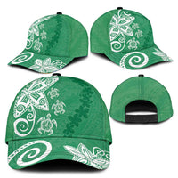 Polynesia Classic Cap Green Tribal Turtle Floral Pattern - Polynesian Pride