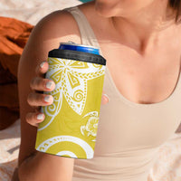 Polynesia 4 in 1 Can Cooler Tumbler Yellow Tribal Turtle Floral Pattern