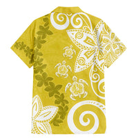 Polynesia Family Matching Mermaid Dress and Hawaiian Shirt Yellow Tribal Turtle Floral Pattern LT05 - Polynesian Pride