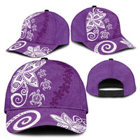 Polynesia Classic Cap Purple Tribal Turtle Floral Pattern - Polynesian Pride