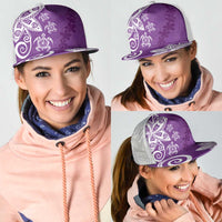 Polynesia Mesh Trucker Cap Purple Tribal Turtle Floral Pattern - Polynesian Pride