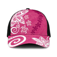 Polynesia Baseball Net Cap Pink Tribal Turtle Floral Pattern - Polynesian Pride