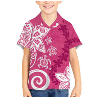 Polynesia Family Matching Mermaid Dress and Hawaiian Shirt Pink Tribal Turtle Floral Pattern LT05 Son's Shirt Pink - Polynesian Pride