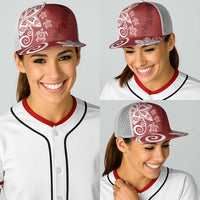 Polynesia Baseball Net Cap Red Tribal Turtle Floral Pattern - Polynesian Pride