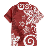 Polynesia Family Matching Tank Maxi Dress and Hawaiian Shirt Red Tribal Turtle Floral Pattern