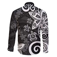 Polynesia Family Matching Short Sleeve Bodycon Dress and Hawaiian Shirt Black Tribal Turtle Floral Pattern LT05 - Polynesian Pride