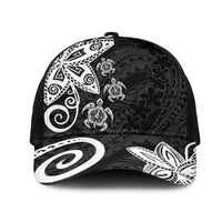 Polynesia Mesh Trucker Cap Black Tribal Turtle Floral Pattern - Polynesian Pride