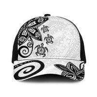 Polynesia Baseball Net Cap White Tribal Turtle Floral Pattern - Polynesian Pride