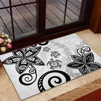 Polynesia Rubber Doormat White Tribal Turtle Floral Pattern