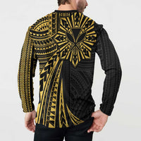 Hawaii And Philippines Button Sweatshirt Kanaka Maoli With Tribal Sun Together Gold