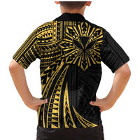 Hawaii And Philippines Family Matching Mermaid Dress and Hawaiian Shirt Kanaka Maoli With Tribal Sun Together Gold LT05 - Polynesian Pride