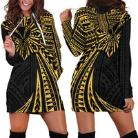 Hawaii And Philippines Hoodie Dress Kanaka Maoli With Tribal Sun Together Gold LT05 - Polynesian Pride