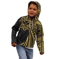Hawaii And Philippines Kid Hoodie Kanaka Maoli With Tribal Sun Together Gold LT05 - Polynesian Pride