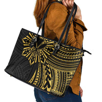 Hawaii And Philippines Leather Tote Bag Kanaka Maoli With Tribal Sun Together Gold LT05 - Polynesian Pride
