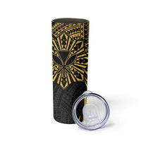 Hawaii And Philippines Skinny Tumbler Kanaka Maoli With Tribal Sun Together Gold LT05 - Polynesian Pride