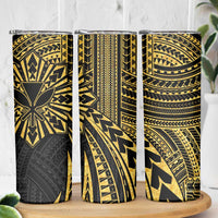 Hawaii And Philippines Skinny Tumbler Kanaka Maoli With Tribal Sun Together Gold LT05 - Polynesian Pride
