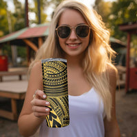 Hawaii And Philippines Skinny Tumbler Kanaka Maoli With Tribal Sun Together Gold LT05 - Polynesian Pride
