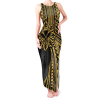 Hawaii And Philippines Tank Maxi Dress Kanaka Maoli With Tribal Sun Together Gold LT05 Women Gold - Polynesian Pride