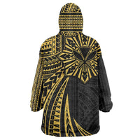 Hawaii And Philippines Wearable Blanket Hoodie Kanaka Maoli With Tribal Sun Together Gold LT05 - Polynesian Pride