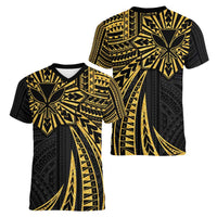 Hawaii And Philippines Women V-Neck T-Shirt Kanaka Maoli With Tribal Sun Together Gold LT05 - Polynesian Pride