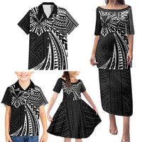 Hawaii And Philippines Family Matching Puletasi and Hawaiian Shirt Kanaka Maoli With Tribal Sun Together Black LT05 - Polynesian Pride